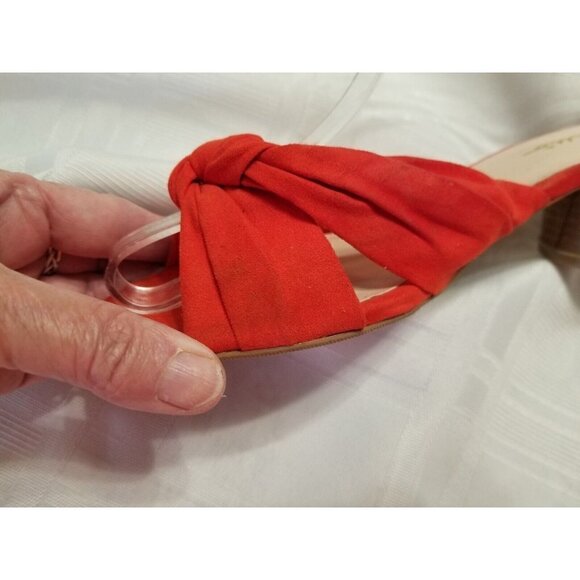 Lulus Faux Orange Suede Mules Slide Sandal Heels Stacked Heel Womens Size 7.5 M - Picture 4 of 8